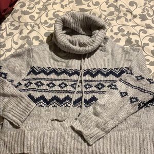 Small grey and navy crop sweater